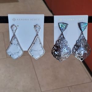 Rare Kendra Scott Bundle Earrings Abalone Jaguar Nichole & White Howlite